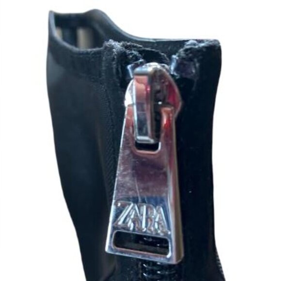 Zara Black Mesh Stiletto Heel Pointed Toe Ankle Boots Size 40 Euro/9.5 US EUC - Picture 6 of 14